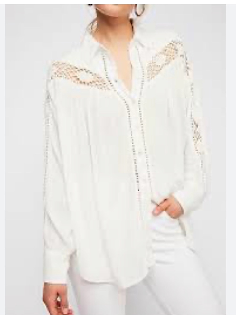 Free People | Katie Bird Crochet Inset Blouse